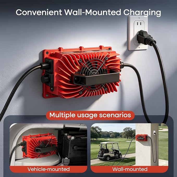 48 Volt Golf Cart Battery Charger 18 AMP for Club Car Precedent & DS with 3-Pin Round Plug-Lead Acid