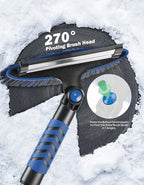 41.5″ Extendable Snow Brush and Ice Scraper, 270°Pivoting Snow Scraper Brush for Car Windshield, Telescoping Ice Scraper, Foam Grip, Heavy Duty Snow Remover for Cars, Trucks, SUV (Blue)