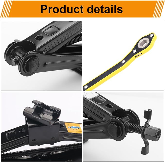 2 Pack 2T Scissor Jack for Car - 2 Ton Robust Steel Car Jack with Saving Effort Ratchet Handle, 2 Ton Load Capacity, Universal Cars Jacks Tool Kit for Auto and Trucks