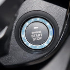 Car Bling Crystal Rhinestone Engine Start Ring Stickers, 1 Single Drainage Drill and 1 Double Drainage Drill Car Start Button Cover, Key Ignition Knob Bling Ring Decals, Car Accessories(Set Blue)