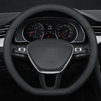 D Shaped Steering Wheel Cover, Flat Bottom Car Wheel Cover 14 1/2-15 inch (37-39 cm), Non-Folding Packaging, Microfiber Leather, Black