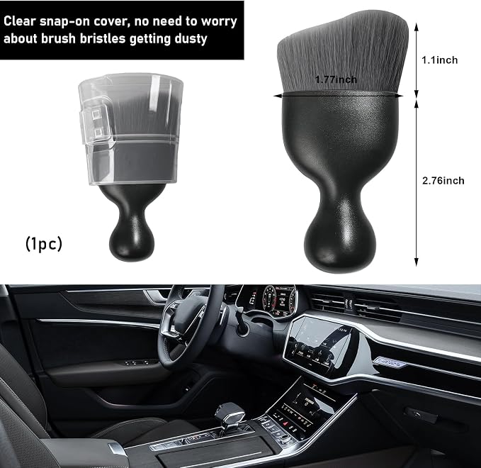 Car Detailing Brush, Curved Soft Bristles Auto Removal Dust Collectors, Universal Vehicle Dashboard, Air Conditioner Vents etc Interior Cleaning Tool Accessories (Gray)