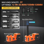 Electric Car Jack Kit 5Ton 12V Hydraulic Car Jack Lift (Lifting Range: 6.1~17.7 inch) with Electric Impact Wrench for SUV MPV Sedan Truck Change Tires Garage Repair