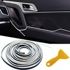 Car Interior Trim Strips,Universal 9.8 ft Car Electroplating Decoration Styling Door Dashboard, Flexible Interior Trim Accessories with Installing Tool(Silver)