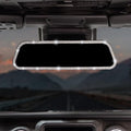 Rearvie Mirror, 12 Inch Panoramic Interior Clip-on Wide Angle Convex Rear View Mirror with Bling Rhinestones Diamonds Edge, Effectively to Reduce Blind Spot, Universal for SUV Trucks -White