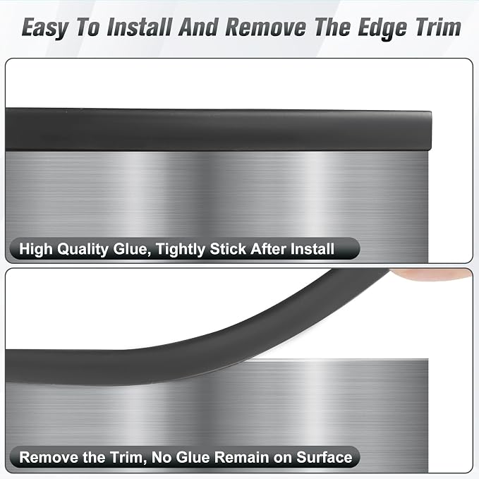Edge Trim, 3/16" (5mm) Rubber Edge Trim, Flexible Self Adhesive U Channel Edge Protector for Glass, Mirror, Plywood, Steel Panel Sharp Edges, Peel and Stick Plastic Trim, Black Color, 20Ft