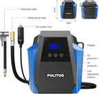 12V DC Tire Inflator - Portable Air Compressor 35L/min, 150 PSI Car Tire Pump with Auto Shut Off, Digital Pressure Gauge and LED Light, Blue