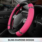 Road Comfort Leather Steering Wheel Cover – Premium Anti-Slip Car Steering Wheel Grip Cover – Universal Fit for 14.5”–15” Cars, Trucks & SUVs - Hotpink