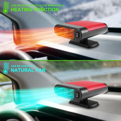 150W 12V Car Heater, Fast Heating 3-in-1 Portable Auto Defroster & Defogger with 360° Adjustable Vent, Quick Heat Fan for Windshield Winter Warming