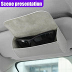 Sunglasses Holder for Car Sun Visor, Leather Car Sunglass Holder with Hidden Magnetic Closure, Clip On Glasses Case, Universal Storage Box Organizer Accessories (Gray)