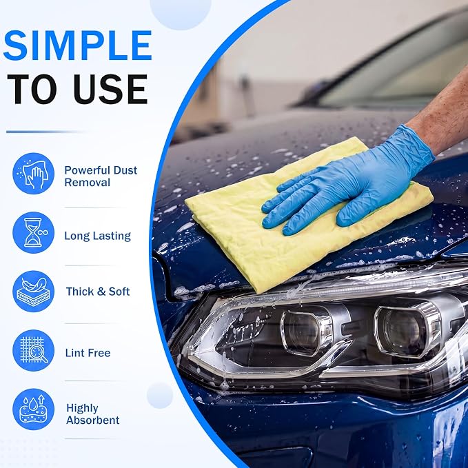10 Pcs 17"x26" PVA Car Shammy Cloth for Car Drying, Super Absorbent Chamois Towels, Reusable Scratch Free Wash Drying Towels for Auto Detailing, RV, Boat, Motorcycle (Dark Color)