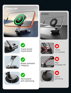 All-Metal MagSafe Car Mount Charger, 15W Mini Magsafe Car Charger for Dashboard, Wireless Car Charger for iPhone 17 Pro Max Plus/iPhone 16 15 14 13 12 Pro Max Plus, Black