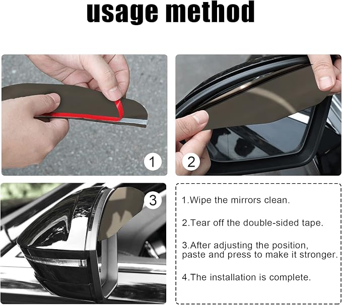 2Pcs Carbon Fiber Car Side Mirror Rain Visor Guard, Auto Mirror Rain Eyebrow Guard, Universal for Cars, Trucks and SUVs (Transparent Black)