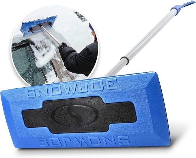 18" Telescoping Snow Broom & Ice Scraper for Cars, No-Scratch Foam Brush - Long and Extendable Ice Removal Tool for Car Window and Automotive Windshield, SJBLZD