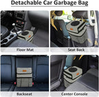 Car Trash Can for Car with Lid, Car Organizer Can Trash Bag Hanging Leak Proof Vehicle Trash Can (Stripe Print, 2 Gallons)
