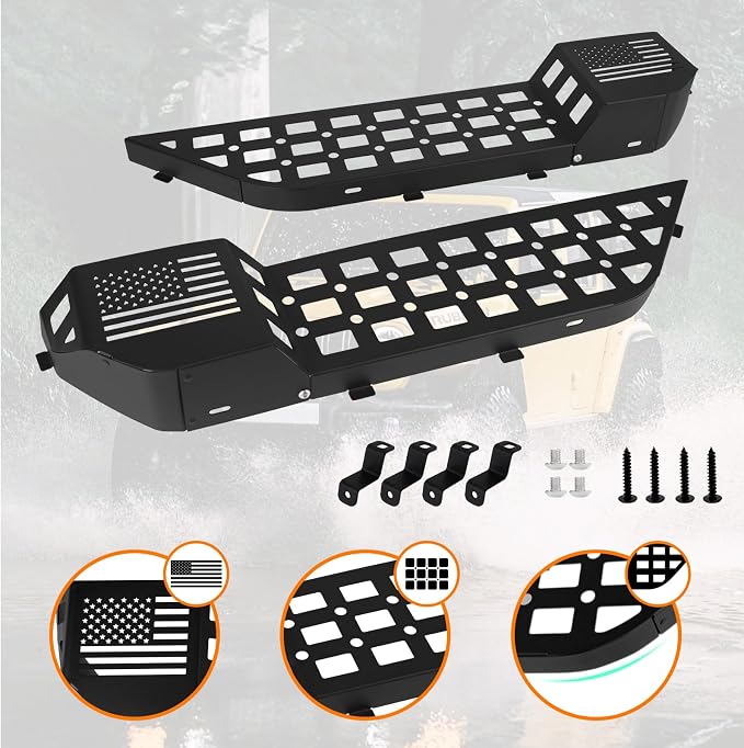 FURYENGRAVER Metal Front Door Storage Box Pockets Door Side Insert Organizer with Cup Holder Compatible with 2018-2024 Jeep Wrangler JL JLU & 2020-2024 Gladiator JT Interior Accessories, 2pcs