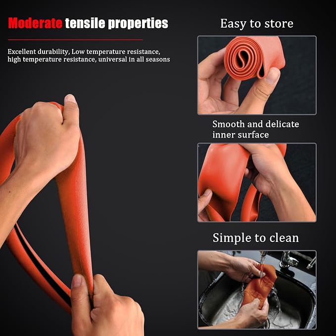 JDDRY Car Steering Wheel Cover,Silicone Steering Wheel Protector, AutomotiveSteering Wheel Protective Cover,Universal Fit(Orange,1PC)
