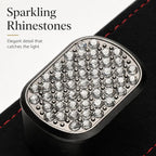 2Pcs Bling Car Headrest Hooks, Premium Leather & Sparkling Rhinestone Dual Metal Hooks, Back Seat Organizer for Bags, Coats, Purses and Groceries (Crystal Black)