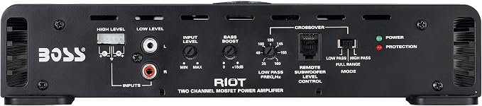 R6002 2 Channel Car Amplifier - 1200 High Output, Low/High Level Inputs, High/Low Pass Crossover, Hook Up to Subwoofer for Bass