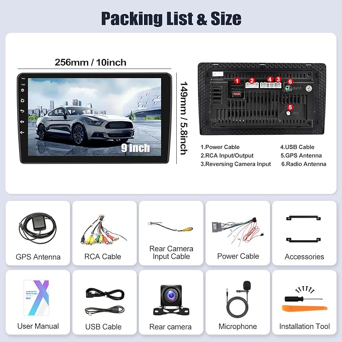 Android Car Stereo for Ford Explorer 2005-2010 with Wireless CarPlay Android Auto Mirror Link 2G+64G 10.1 Inch Touchscreen Bluetooth GPS Navigation WiFi FM Backup Camera MIC