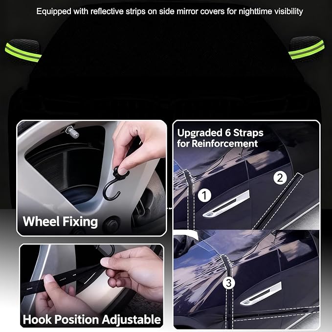 Magnetic Windshield Cover for Snow and Ice, Winter Frost Protector with Side Window & Mirror Covers,Universal Fit for Car, SUV, Truck, Van,Windproof Waterproof Frost Protection