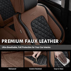 Coverado Universal Car Seat Covers Full Set, Premium Breathable Waterproof Faux Leather Front & Rear Seat Protectors, Luxury Automotive Interior for Sedans SUVs Trucks – CoffeeBlack
