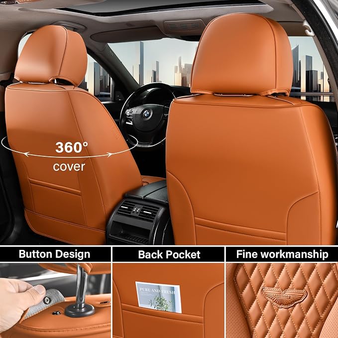 Coverado Seat Covers, Seat Covers 2 Seats, Brown Car Seat Cover Front Seats, Luxury Automotive Seat Covers, Front Car Seat Covers Leather Car Seat Protector