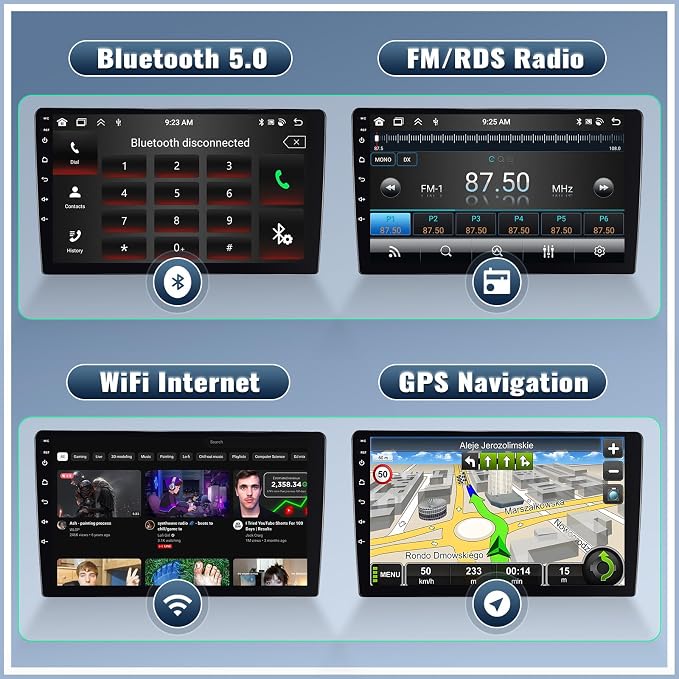 [8 Core 4G+64G] Car Stereo Radio for Honda Civic 2001-2005, 9” IPS 1280 * 720 Touchscreen Unit with Wireless Carplay Android Auto,Bluetooth-5.0 Mirror Link GPS WiFi 59-UI,32-EQ DSP SWC Rear Camera