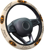 Cream Orange Western Steering Wheel Cover, Polyester Car Wheel Grip, Universal 15 Inch for Cars SUVs Trucks