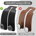 Amelity Purse Hook for Car, Car Seat Headrest Hooks for Purses & Bags | Car Interior Accessories for Women, Heavy Duty Leather Purse Hanger for Car, 2 Pack Black