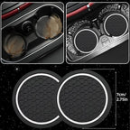 10 Pcs Car Floor Mats Full Set & Sport Leather Steering Wheel Cover 14.5-15 inch, Center Console Cover, Seat Belt Cushion, Cup Holder Coaster, Universal Automobile Interior Sets (White)