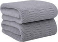 Bath Towels Set of 2, 30" x 60", Large Microfier Body Towel for Adult, Oversized, Soft, Super Absorbent, Fast Drying, Use for Sauna, Salon, Gym,Sport, Fitness, Yoga, Diamond Cross Grid Gray