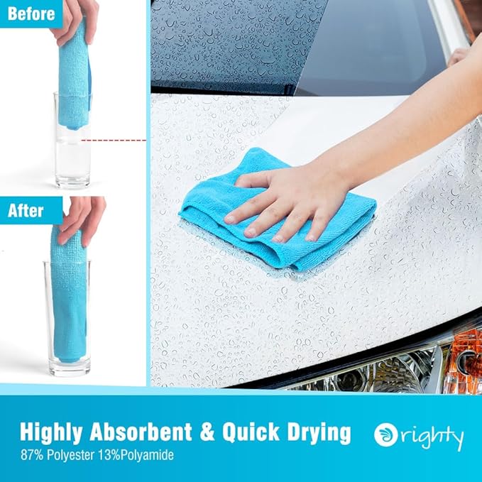 Orighty Microfiber Cleaning Cloth, 150 Pack Microfiber Towels for Cars, Multi-Purpose Shop Towels Cleaning Rags Bulk for Car, Home, Kitchen, 12 x 11 inch