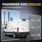 Driver Lower Side Mirror Glass Compatible with 2015-2025 Ford Transit 150 250 350 2023-2025 E-Transit Replace BK3Z17K707B BK3Z17K707C