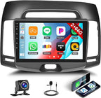 [2+64G]Android 15 Car Stereo for Hyundai Elantra 2007 2008 2009 2010 with Wireless Carplay&Android Auto,9 Inch Touch Screen Car Radio with GPS WiFi Bluetooth FM/RDS Radio SWC AUX-in+AHD Backup Camera