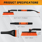 [Upgrade] 36" Extendable & Removable Snow Brush with Ice Scraper for Car Windshield, 360° Pivoting Brush Head, EVA Foam Grip for SUV, Trucks, Auto