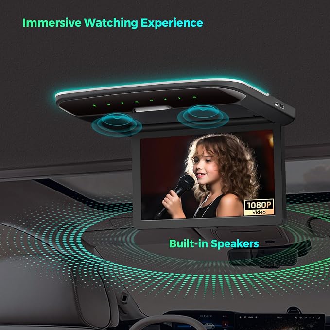 10.2 Inch Car Overhead Player 1280 * 720 IPS Screen Car Roof Mounted Flip Down Car TV Support HDMI, USB, AV Input (No DVD Drive)