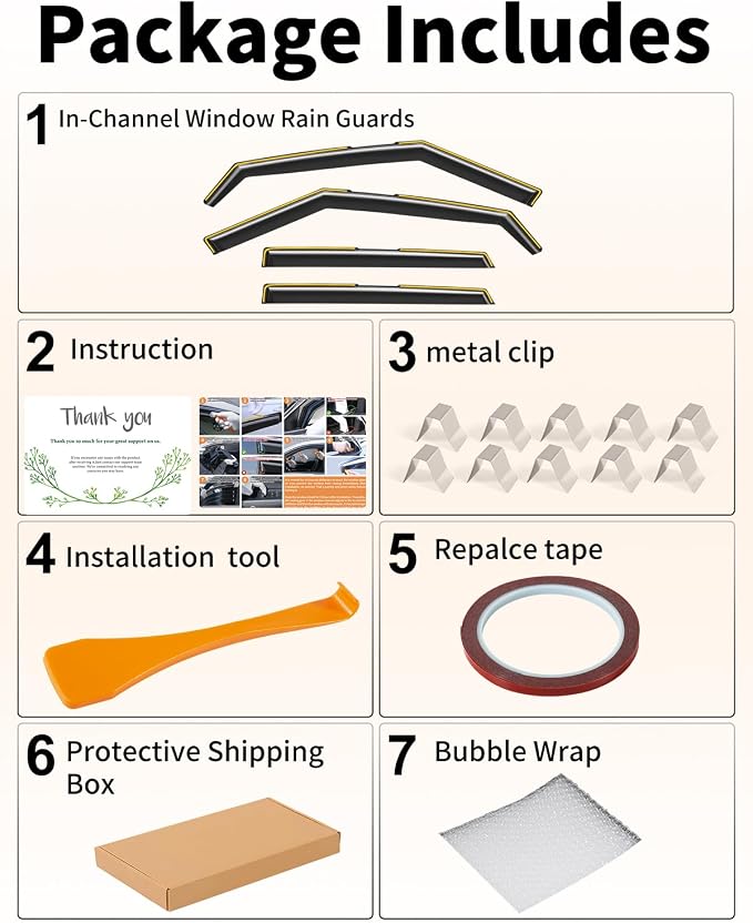in-Channel Window Rain Guards Fit for Kia Seltos 2021-2026 Rain Guards Extra Durable Window Deflectors Visors Vent Visors Vent Shades Car Accessories -4 pcs
