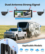 2 Solar Magnetic Wireless Backup Camera, Watch Rear and Side Views | Spot Cars and Pedestrians, 2 Min Easy Mount, 7.2 inch Split Screen, Back Up Camera for Truck RV Trailer Camper