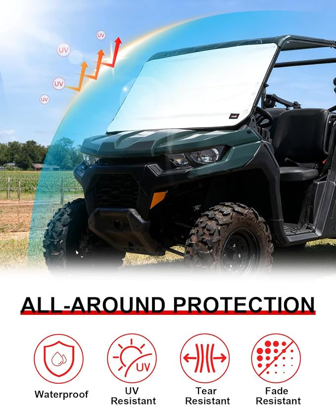 UTV Windshield Cover Compatible with Can-Am Defender 2016-2026 and Polaris Ranger XP 1000 2017-2026 (Not RZR), Waterproof Transport Protector for Ice and Snow