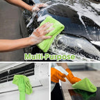 30 Pcs 16 x 16 Inch Edgeless Microfiber Plush Towels for Cars Detailing Drying Wash Polishing Absorbent Cleaning Cloths, 500 GSM(Green)