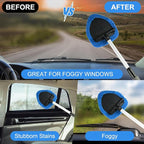 6 Pcs Windshield Cleaning Tool, Car Window Cleaner Kit with 5 Reusable Microfiber Pads, 1 Spray Bottles, Extendable Long Handle, Auto Inside Glass Wiper Kit for Vehicles(Blue)