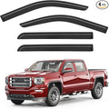 Outside-Mount Window Rain Guards for 2014-2018 Chevy Silverado/GMC Sierra 1500 Crew Cab & 15-19 Silverado/Sierra 2500HD 3500HD, Window Visors Deflector Dark Smoke Vent Shades Car 4-pcs