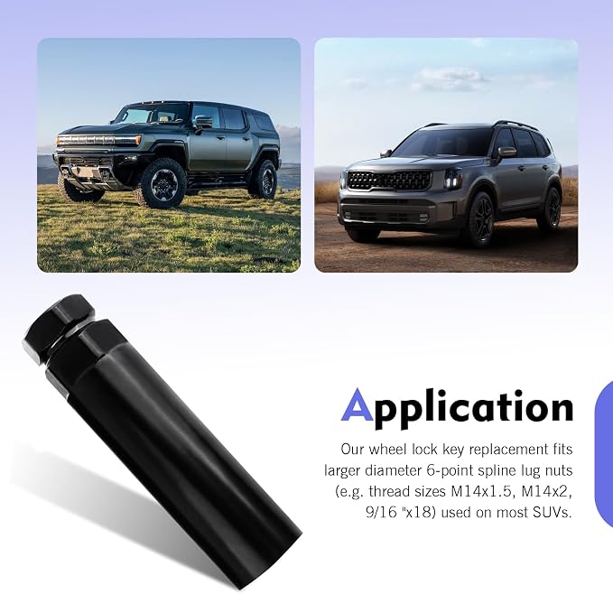 Large 6 Spline Lug Nut Socket, Car Wheel Lugs Nuts Lock Removal Tool, Wheel Lock Key Replacement for 6 Spline Lug Nut Key, for 21mm 13/16 Inch and 22mm 7/8 Inch Hex Socket Wrench
