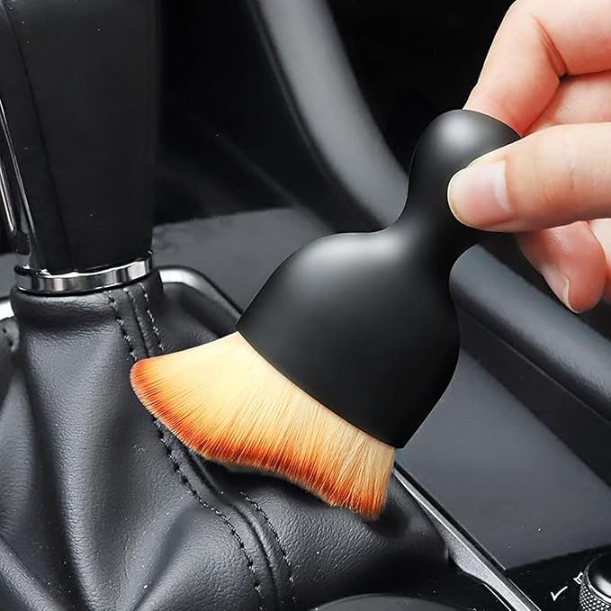 4 Pcs Car Interior Cleaning Soft Brushes,Car Interior Detailing Brush,Car Cleaning Brush Dust Collectors, Car Interior Cleaning Soft Brushes,Curved Design Dirt Dust Clean Brushes