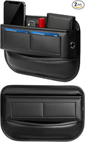 2 Pack Car Universal Fit Seat Gap Filler Organizer, Premium Leather Front Car Gap Filler, Center Console Seat Side Organizer with Card Slots for Car, SUV Truck, Easy Access to Phone, Sunglasses, Key