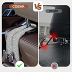 CoBak Purse Hook for Car - Universal Premium Stitched Leather and Aluminum-Magnesium Alloy Double Car Seat Back Storage Hook for Purses, Handbags, Bags (2 Pack),Silver Glitter