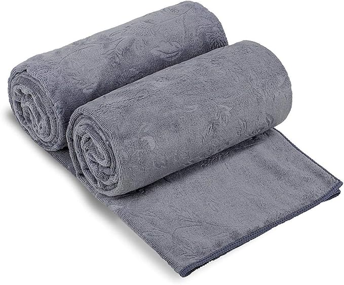 Large Bath Towels Set of 2, 30" x 60", Fast Drying, Soft Super Absorbent Oversized Microfiber Towel for Body, Use for Hotel, Salon, Yoga, Gym,Spa, Sauna, Shower, Pool, Sport - Grey Floral
