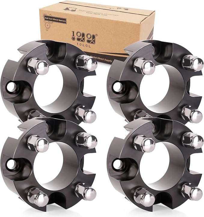 2 Inch Golf Cart Wheel Spacers Kit with Lug Nuts - for Yamaha,Club Car,EZGO, 4x4 Bolt Pattern, 68mm Hub Bore, 1/2-20 Studs, CNC Aluminum, 4 Pack Wheel Hub Adapters