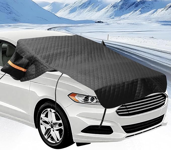Windshield Cover for Ice and Snow, Heavy Duty 600D Oxford Fabric, Prevent Rainwater, Sunscreen, Snow Prevention, 6* Straps, 2*Rear View Mirror Sleeve, Extra Large Size for Car, SUV, Mpv and Sedans